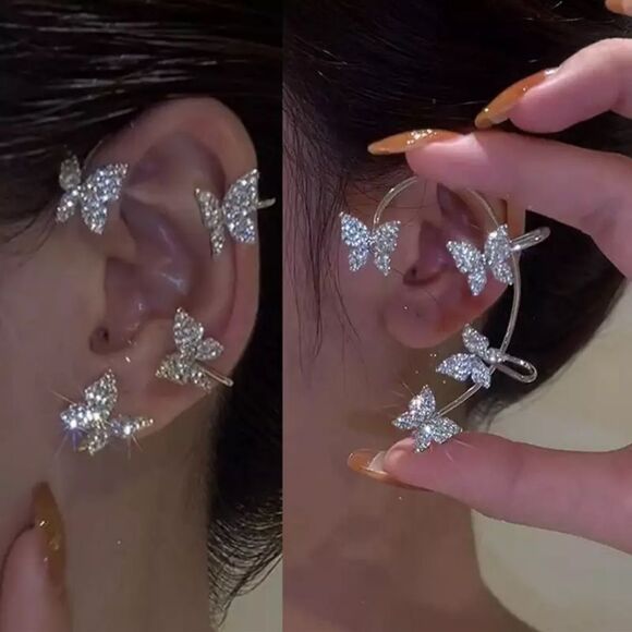 Butterfly Ear cuff Earrings, Ear Cuff No Piercing Butterfly climber, no Pierce - Picture 1 of 10